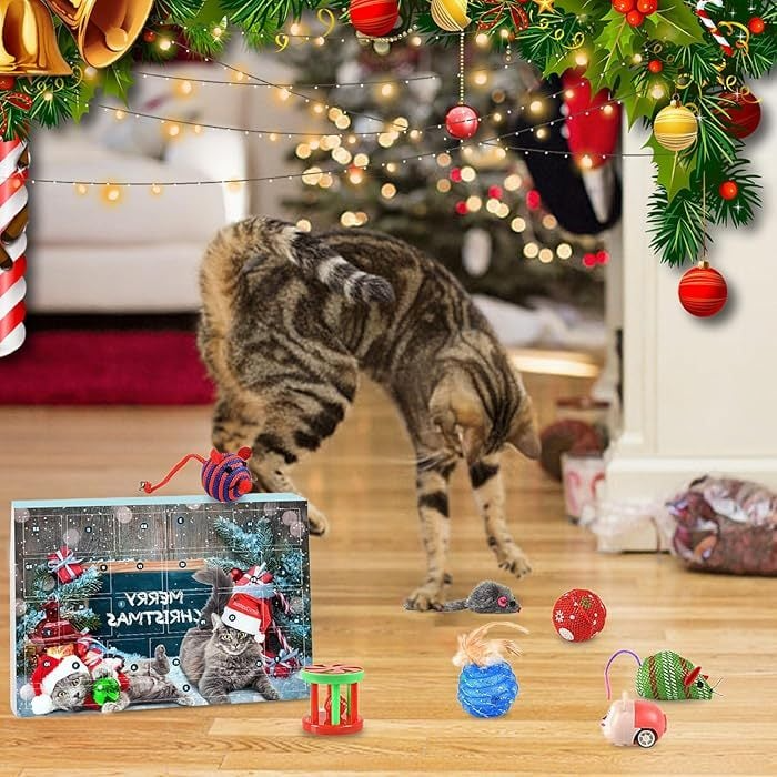 🔥Last 48 hours 50% OFF - 🐱2024 Christmas Countdown Cat Toys Advent Calendar xigoot