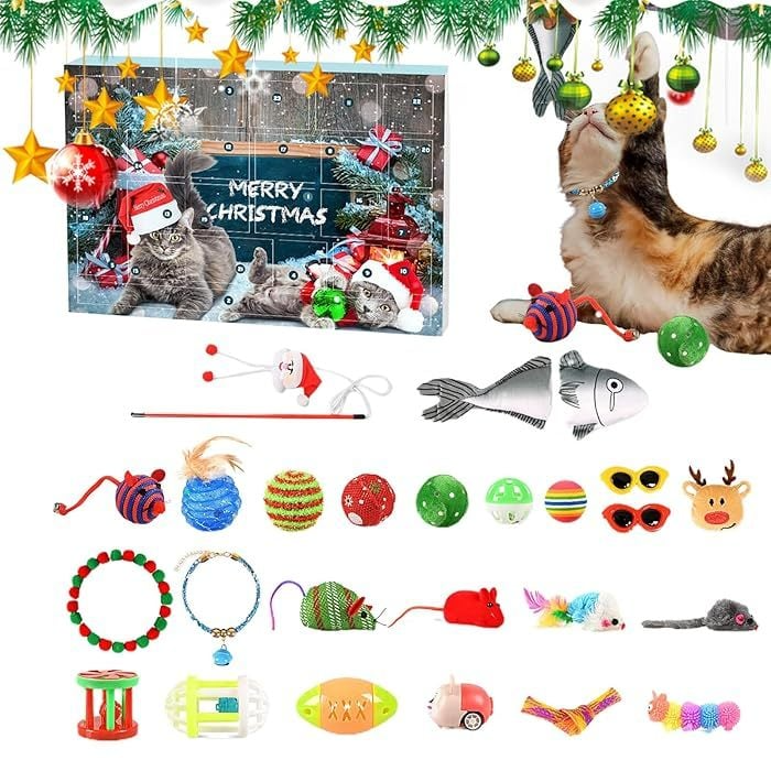 🔥Last 48 hours 50% OFF - 🐱2024 Christmas Countdown Cat Toys Advent Calendar xigoot