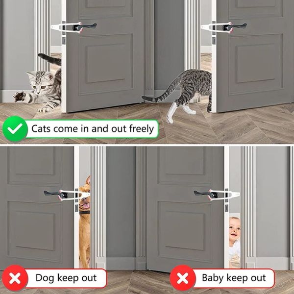 Cat Door Holder Latch Adjustable Cat Door Alternative to Keep Dogs Out of Cat Litter Boxes and Food Flex Latch Strap. Paws and Whiskers