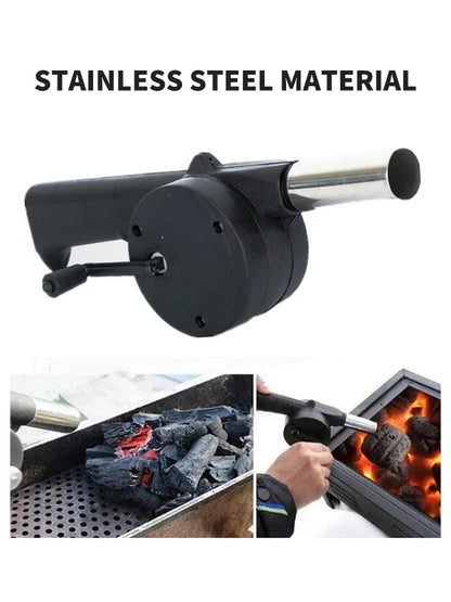 BBQ Fan Air Blower Fast Fire Starter Portable Manual Hand Crank for Outdoor Picnic Camping Cooking Barbecue Charcoal Grills Stov Exult Planet