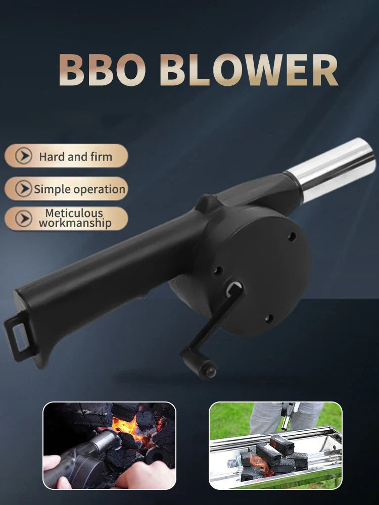 BBQ Fan Air Blower Fast Fire Starter Portable Manual Hand Crank for Outdoor Picnic Camping Cooking Barbecue Charcoal Grills Stov Exult Planet