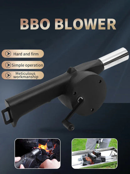 BBQ Fan Air Blower Fast Fire Starter Portable Manual Hand Crank for Outdoor Picnic Camping Cooking Barbecue Charcoal Grills Stov Exult Planet